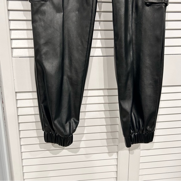 NWOT Vegan Leather Cargo Joggers - Picture 6 of 12